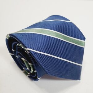 George Blue & Green Stripe Men's Silk Necktie Jacquard Fabric 57x3.5"